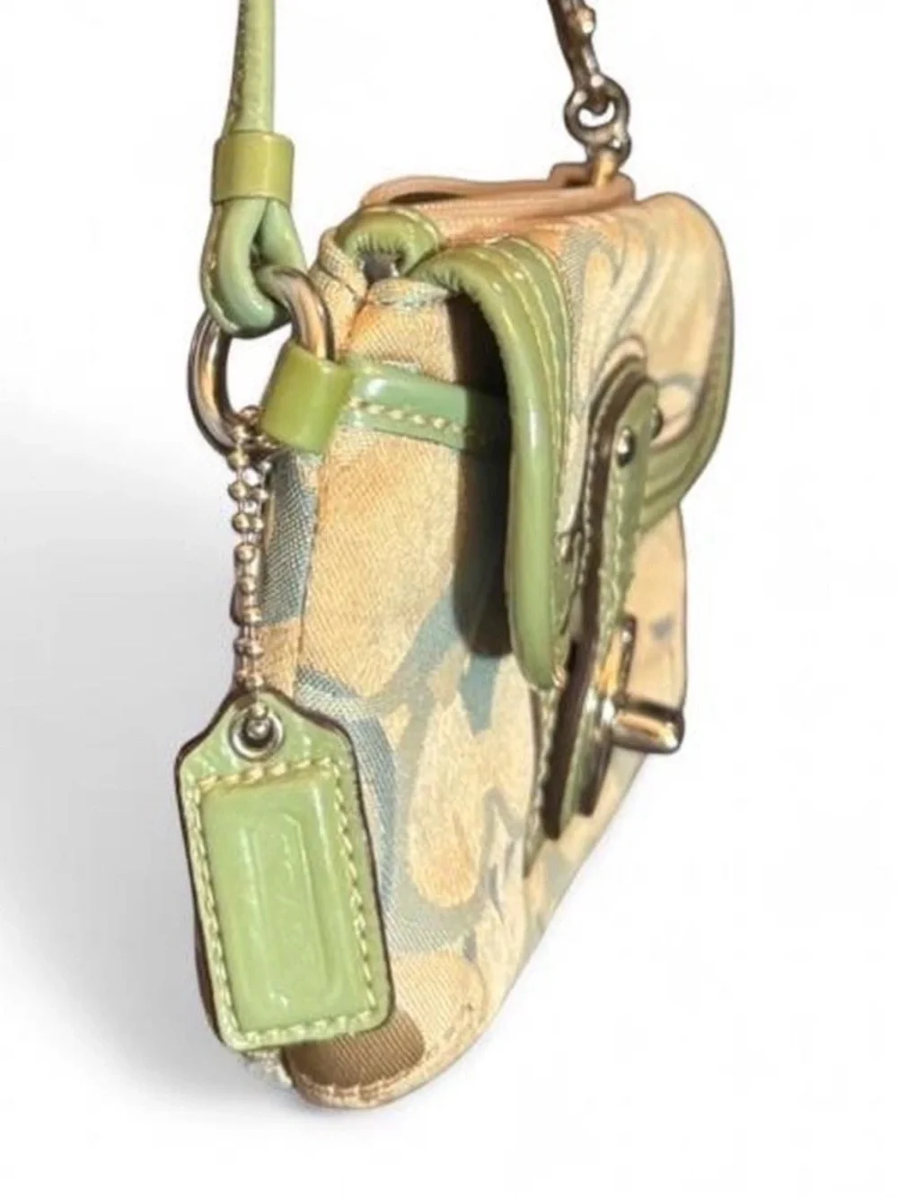 rare vintage coach legacy signature jacquard turnlock flap wristlet 💫🩵💚 - Picture 8 of 8